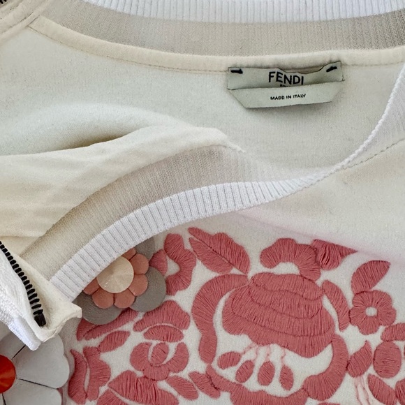 FENDI Fabulous sweatshirt with unique snap on flowers, zipper shoulder, size M - Picture 15 of 16